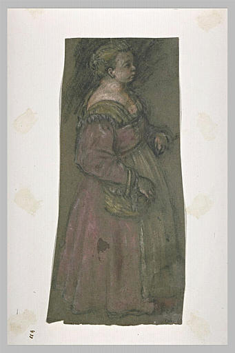 Jeune fille portant un panier au bras_0