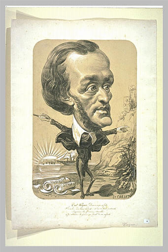 Portrait-charge de Wagner, avec une tête colossale sur un corps minuscule_0