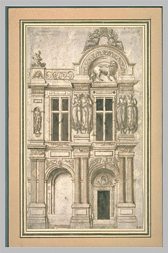 Projet de façade : deux travées de la galerie du château de Verneuil_0