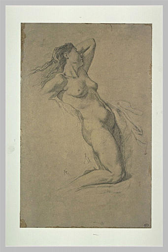 Etude de femme nue, la main gauche derrière la tête_0