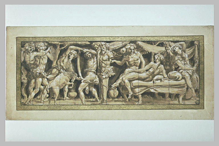 Bacchus et Ariane assis sur un lit, près du terme de Priape_0