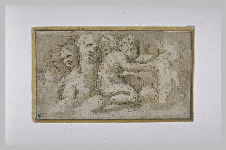 Demi-figures nues et un enfant (putto ? )_0