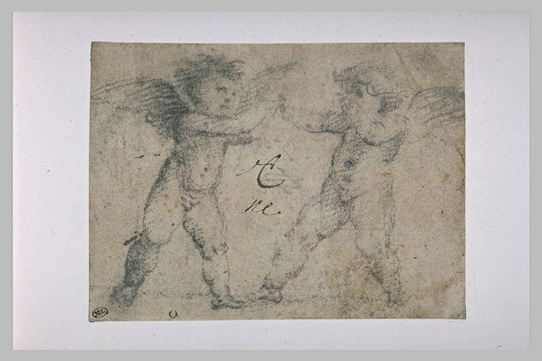 Deux putti face à face jouant_0