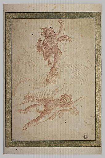 Deux angelots, dans des nuées_0