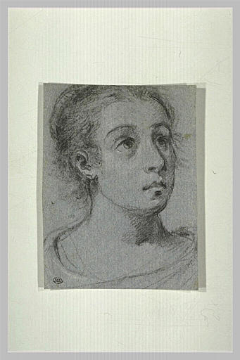 Tête de jeune fille, de trois quarts à droite, regardant vers le haut_0