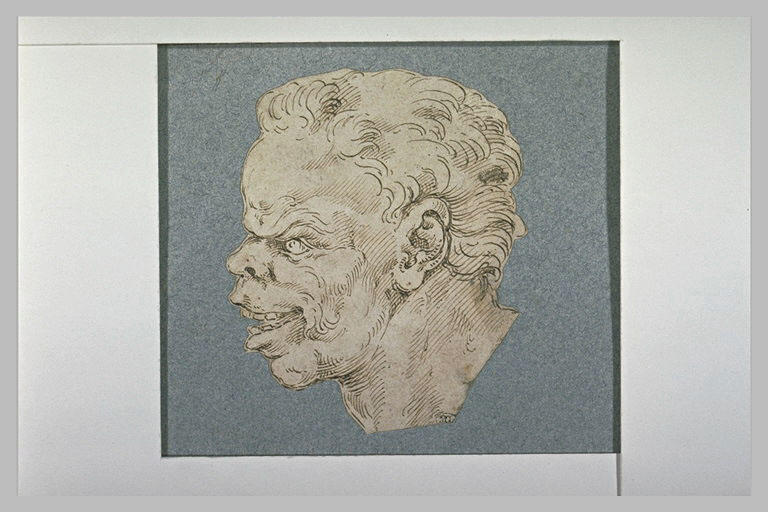 Tête d'homme, de profil, bouche ouverte, motif pour une grottesque_0