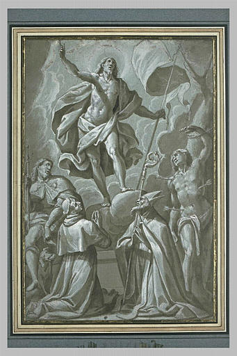 La Résurrection du Christ devant quatre saints_0