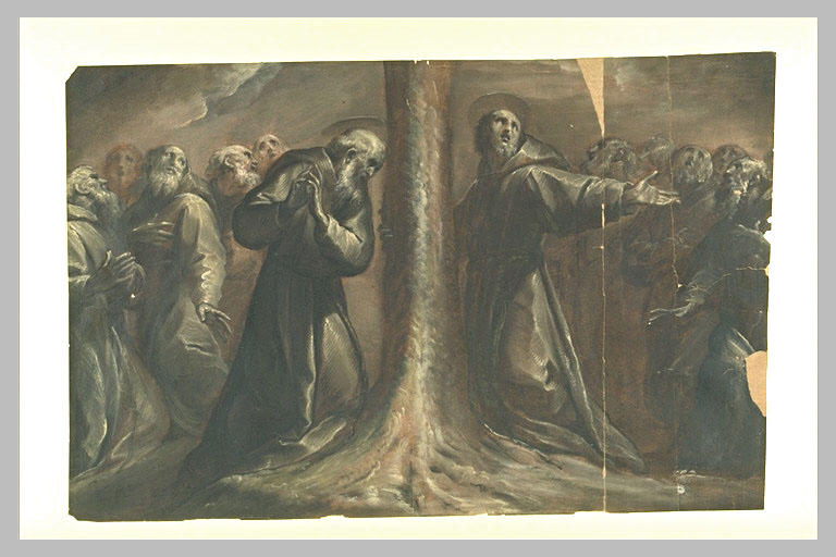 Franciscains en prière autour de saint François et saint Antoine de Padoue_1