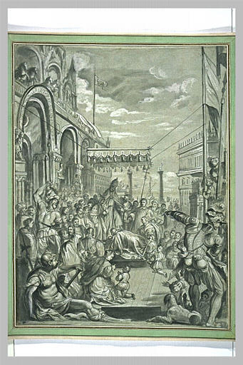 L'empereur Frédéric Barberousse agenouillé devant le pape Alexandre III_0