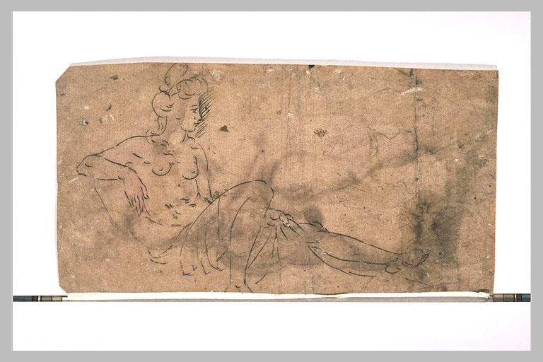 Etude de femme assise, jambe allongée_0