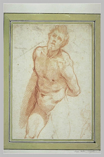Homme nu, à mi-corps, les mains derrière le dos ; esquisse de la même figure_0