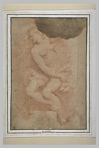 Femme nue, assise le bras droit levé_0