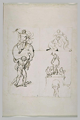 Deux études pour Hercule portant le Monde, sur lequel est assis Jupiter_0