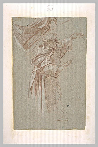 Moine tourné vers la droite, et étude de draperie_0
