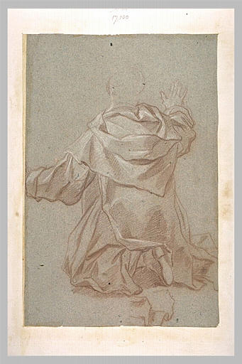 Etude de draperie pour un homme agenouillé, de dos_0