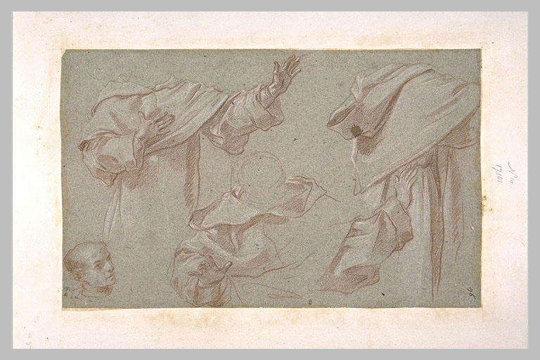 Etudes de draperie pour des habits de moine, et tête de moine_0