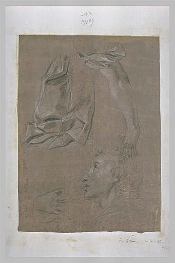 Un bras, une draperie, une main et un visage : étude pour saint Isidore_0