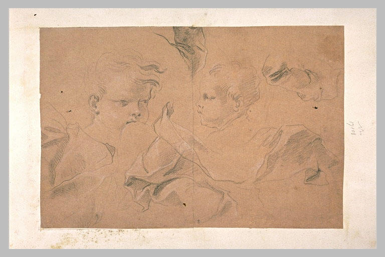 Deux têtes d'enfants, et études de draperie_0