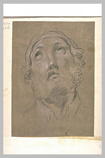 Tête d'homme, de face, les yeux levés au ciel_0