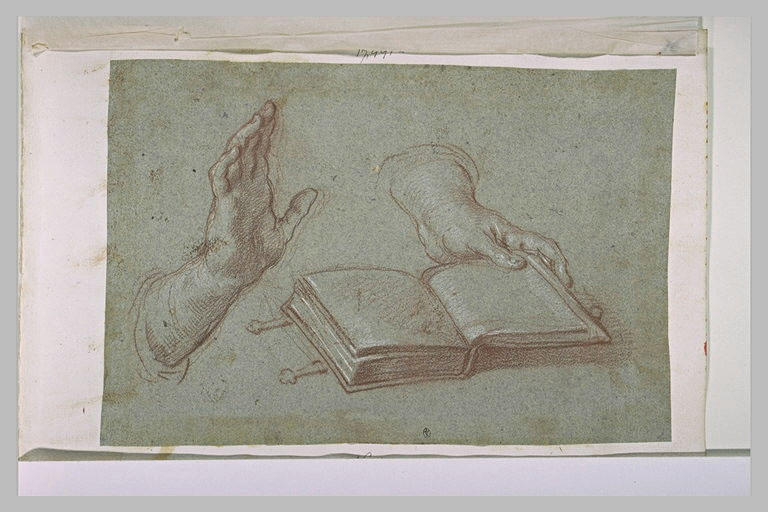 Etude de deux mains dont une posée sur un livre_0