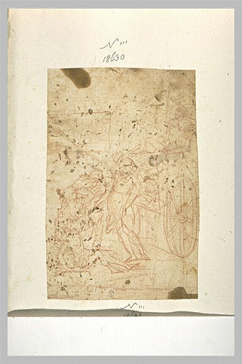 Une femme soutenant un cadavre devant une autre figure et une voiture_0