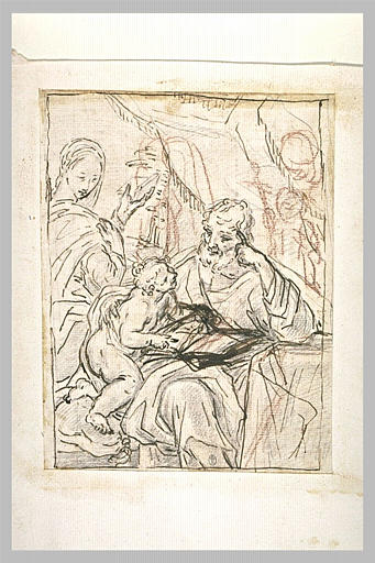 La Sainte Famille avec saint Joseph apprenant à l'Enfant à lire_0