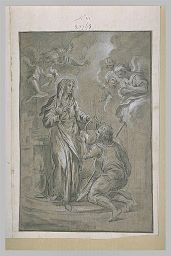 Sainte donnant à boire à un jeune homme_0