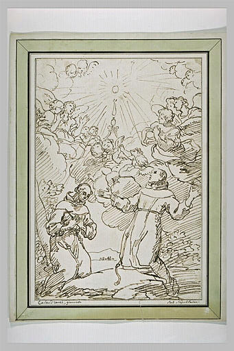 Adoration du Saint Sacrement par deux religieux franciscains_0