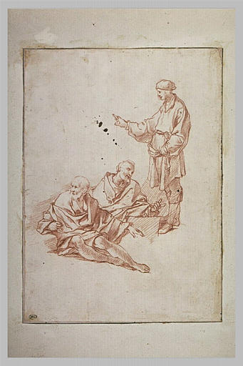 Etude de trois figures d'hommes drapés_0