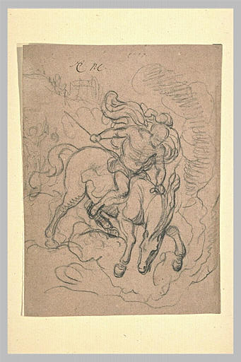 Cavalier, armé d'une lance, galopant vers la droite_0