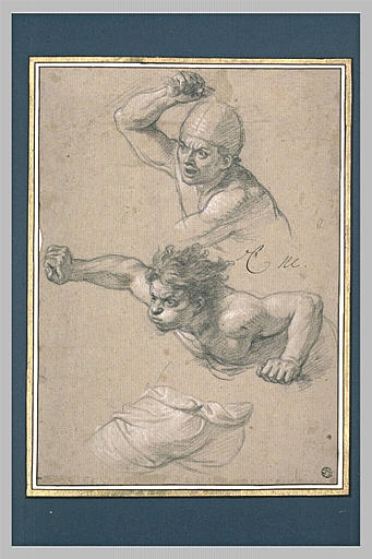 Deux hommes à mi-corps ; draperie_0