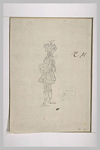 Un homme debout, costumé, de dos_0