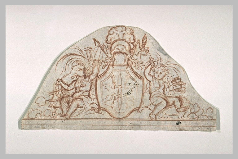 Ecusson, trophée et putti_0