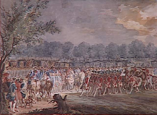Revue de la Maison du roi, passée par Louis XV ; Défilé dans la plaine des Sablons. Revue de la Maison du Roi passée par Louis XV (autre titre)_1