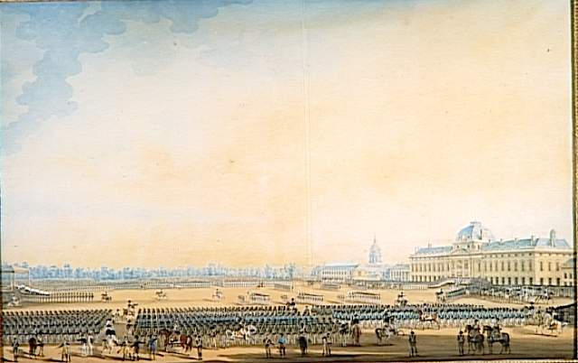 Distribution des drapeaux à la garde nationale de Paris, faite par Louis XVIII au Champs-de-Mars, 7 septembre 1814, Antoine Ignace Melling