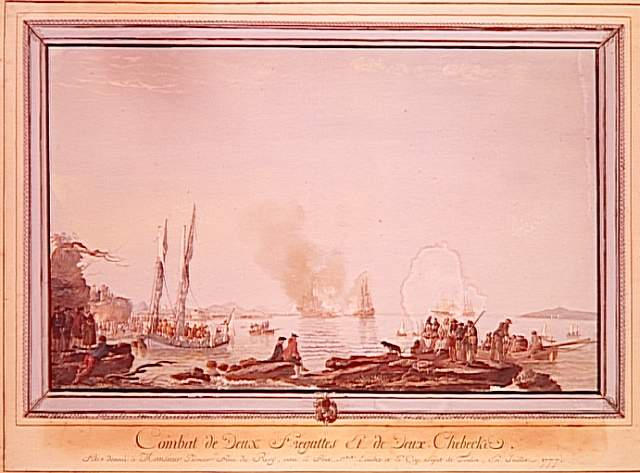 Fêtes données à Toulon au comte de Provence en juillet 1777 : Combat de deux frégates et de chébec_0