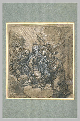 Apparition de la Vierge, de l'Enfant Jésus et de deux anges à saint Benoît ; Apparition de la Vierge portant l'Enfant à saint François (autre titre)_0