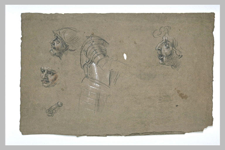 Trois têtes, une armure, et poignée de sabre_0