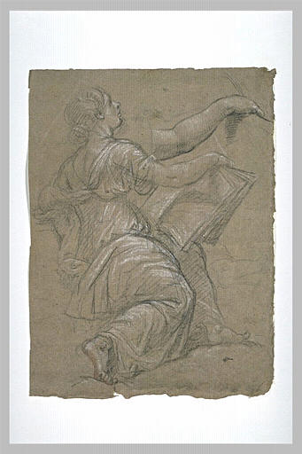 Femme assise, tournée vers la droite : Clio ; reprises du bras_0