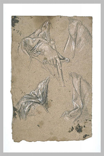 Deux étude de draperie pour une figure tenant une épée_0