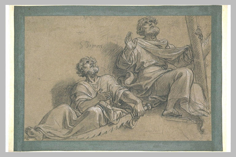 Etude des figures de saint Simon et de saint André assis et en extase_0