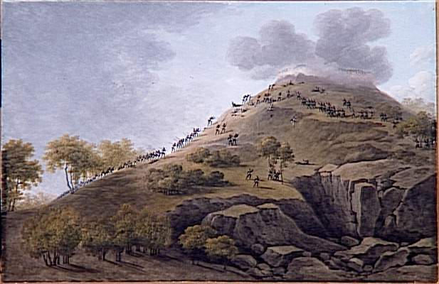 Troisième vue de Dégo, 16 avril 1796 ; Troisième vue de Dego : Mort du général Causse à la tête d'une colonne d'infanterie à la prise de la Redoute de Monte Magliano, le 16 avril 1796 (autre titre), Morel