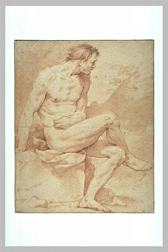 Homme nu, assis, tête de profil_0