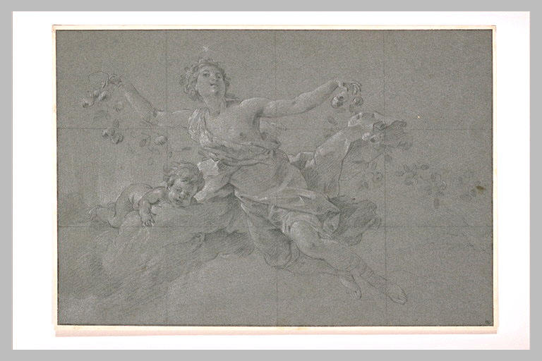 L'Aurore, sur des nuages, répendant des fleurs_0