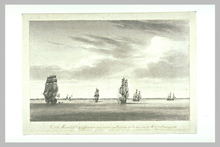Vue de la Mermaid: la Syrène faisant côte pour échapper aux vaisseaux du Roi_0