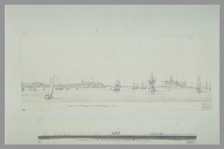 Vue d'Elseneur, Danemark, prise du mouillage, le soir, en 1771_0