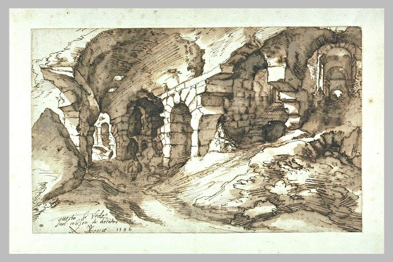 Vue d'une partie de l'intérieur du Colisée à Rome_0