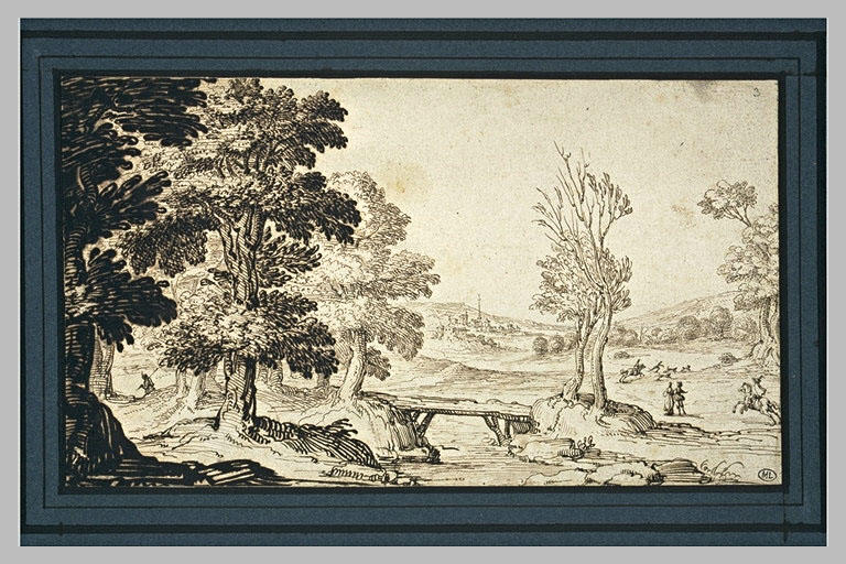 Paysage avec un pont en bois_0