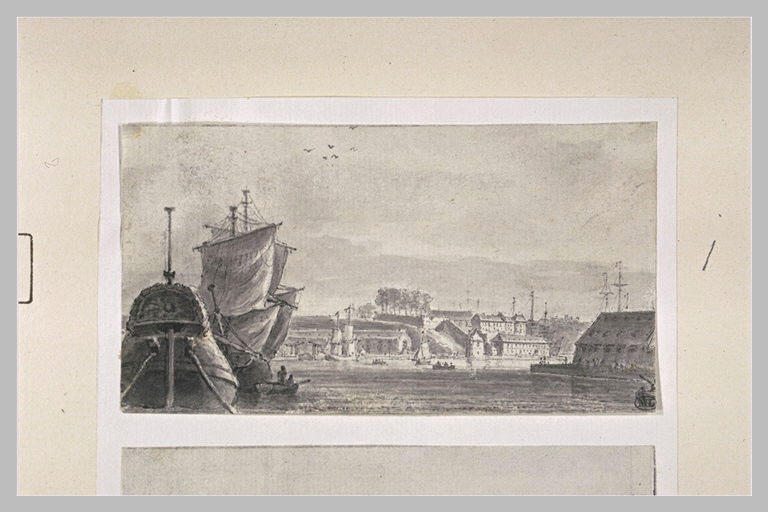 Vue prise dans le port de Brest : la scierie mécanique, le magasin à poudre_0