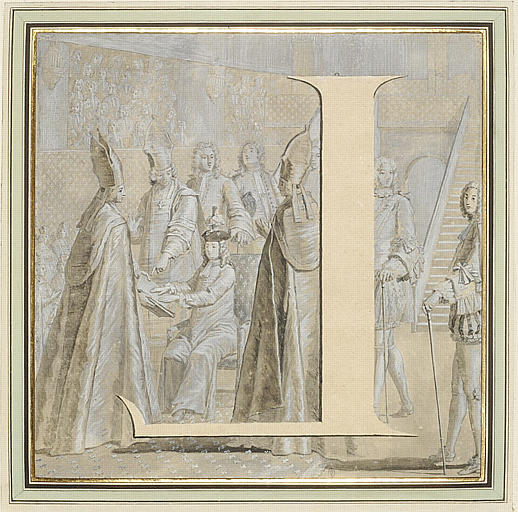 La lettre L, inversée, dans la scène du Jurement de Louis XV_0